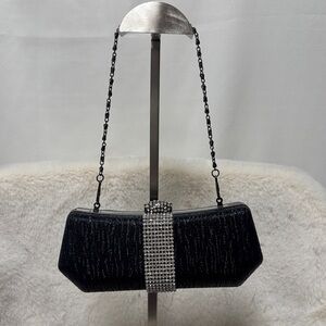 Elegant Black Clutch with Rhinestone Detail